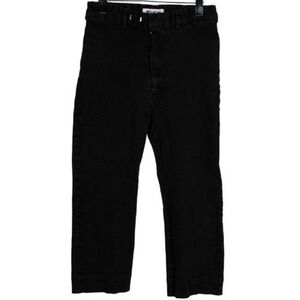 Roucha Women's Black High Rise Straight Leg Cropped Denim Jeans Casual Edgy